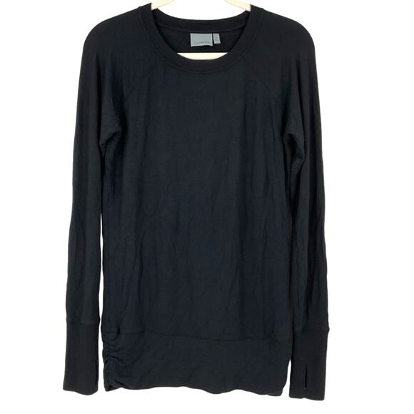 Athleta Studio Cinch Sweatshirt Black XS Soft Modal Thumbholes - Picture 7 of 7